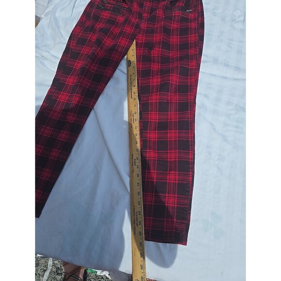 Hot Topic HT Denim Red Plaid Hi-Rise Super Skinny Jeans Size 15 NWT Punk Rock - Picture 3 of 9